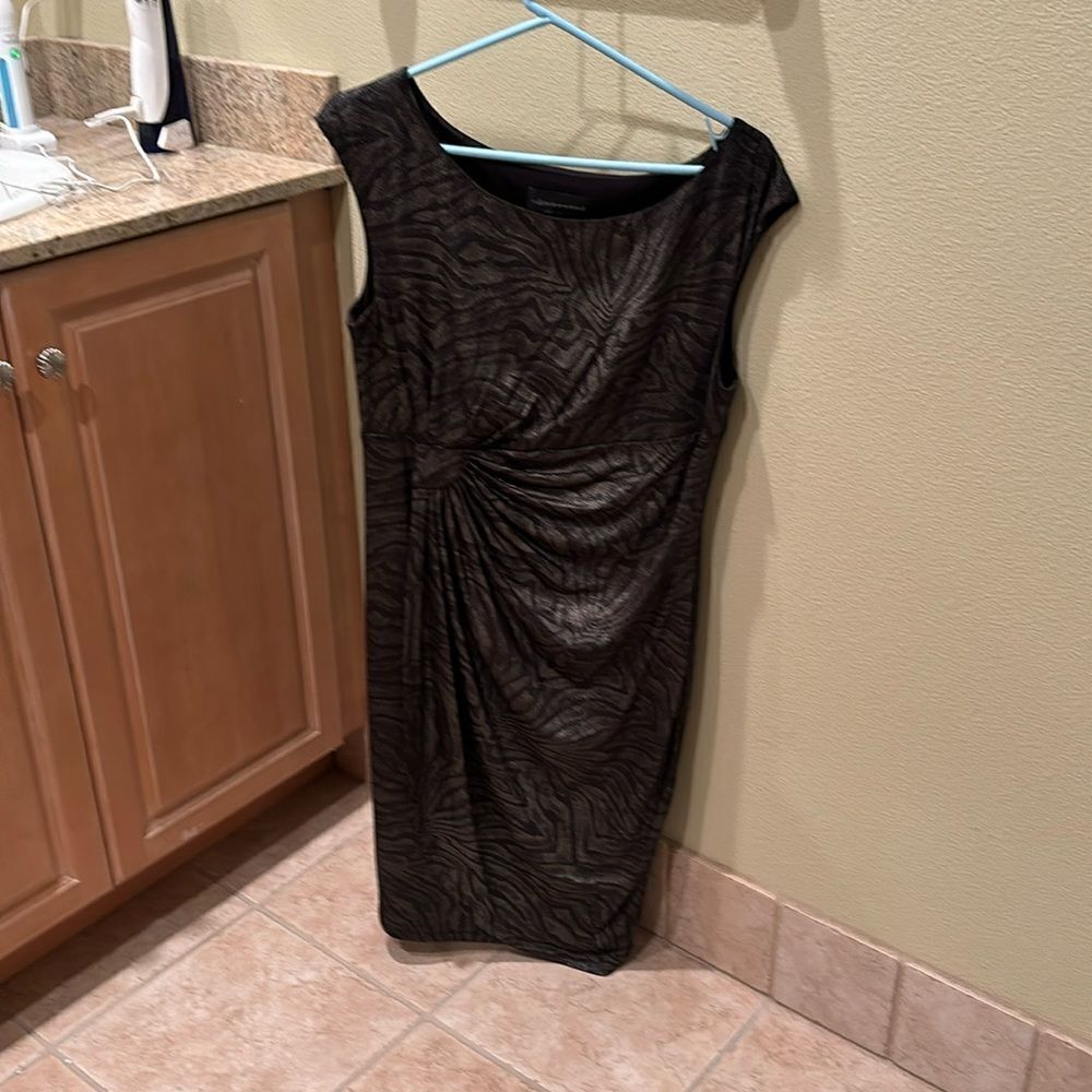 Connected apparel woman's black and silver tie dye dress